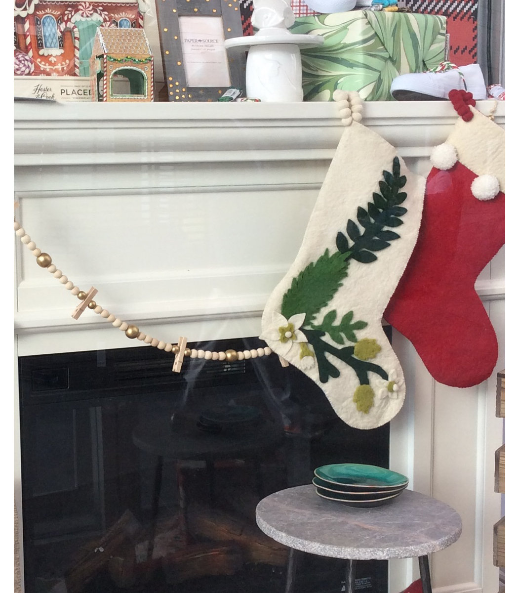 Hand Felted Wool Christmas Stocking - Tree Red Arcadia Home main image 1